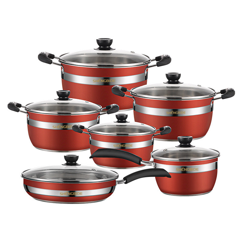 Stainless Steel Cookware Set 12-Piece Colorful Kitchenware