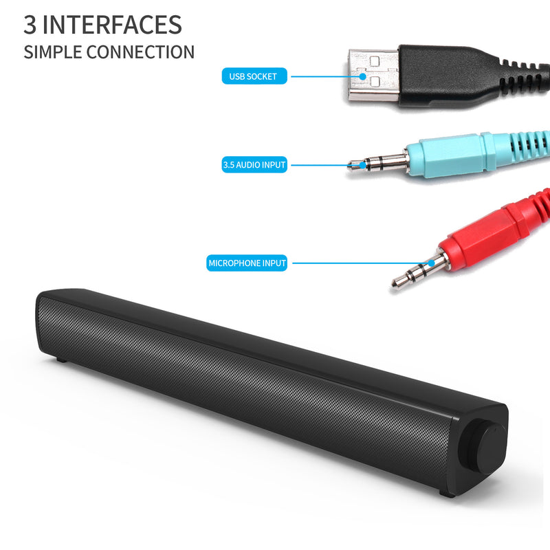 4D Computer Speaker Bar Stereo Sound subwoofer Bluetooth Speaker For Macbook Laptop Notebook PC Music Player Wired Loudspeaker