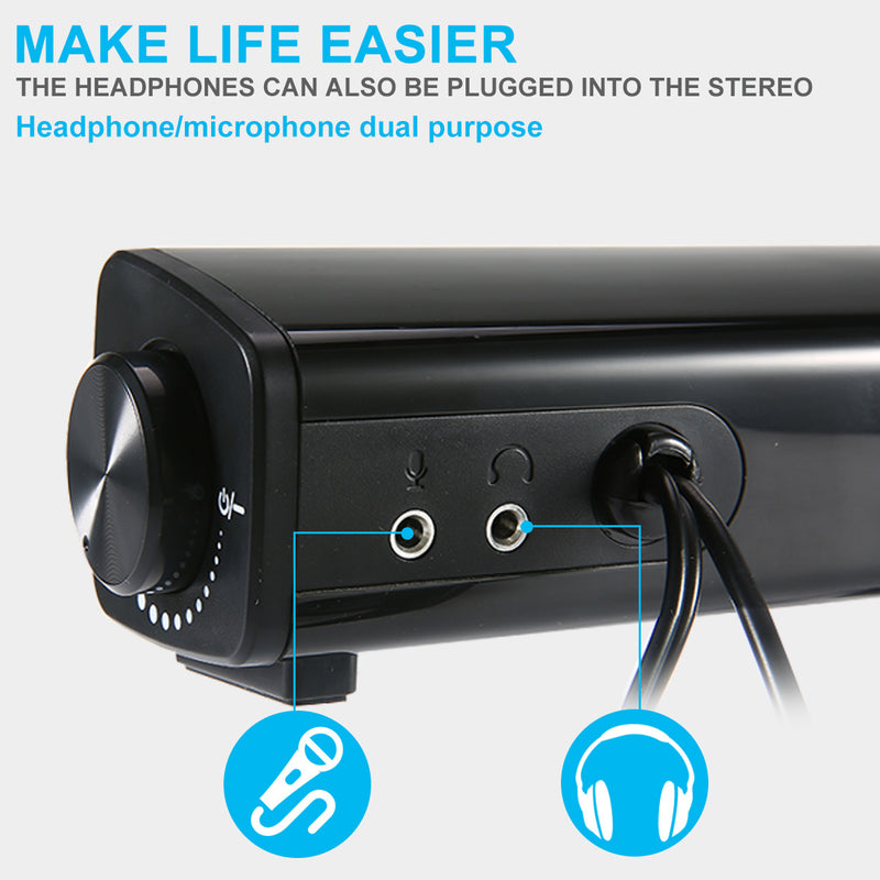 4D Computer Speaker Bar Stereo Sound subwoofer Bluetooth Speaker For Macbook Laptop Notebook PC Music Player Wired Loudspeaker