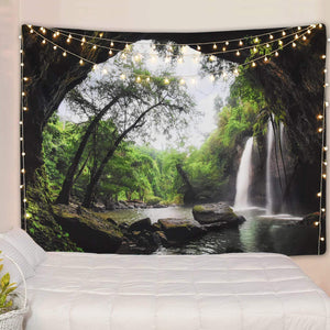 Cave Waterfall Hippie Wall Tapestry