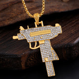 Full Diamond Uzi Gun Pendant Necklace – Bold Statement