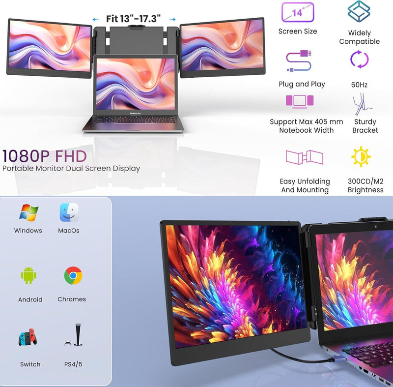 14-Inch FHD Portable Laptop Screen Extender