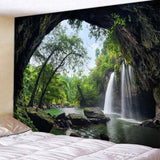 Cave Waterfall Hippie Wall Tapestry