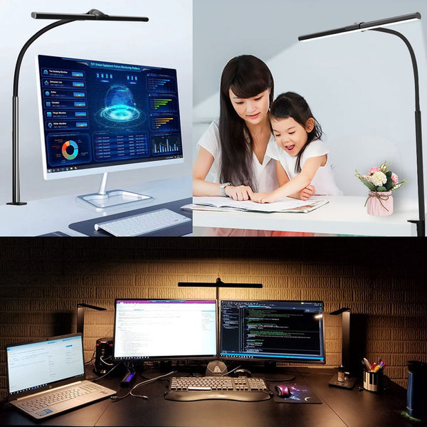 LED Dual Head Clamp Desk Lamp