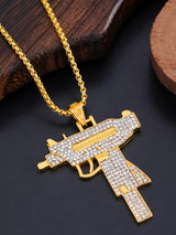Full Diamond Uzi Gun Pendant Necklace – Bold Statement