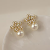 Silver Pearl Flower Earrings – Sweet Fashion