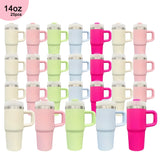 25PCS 14oz White Sublimation Tumblers with Handles & Lids