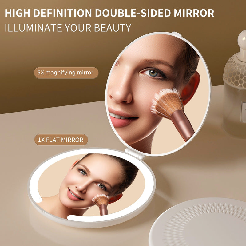 Led Makeup Mirror Portable Folding Flip Mirror Portable Makeup Mirror Rechargeable Travel Mini Mirror