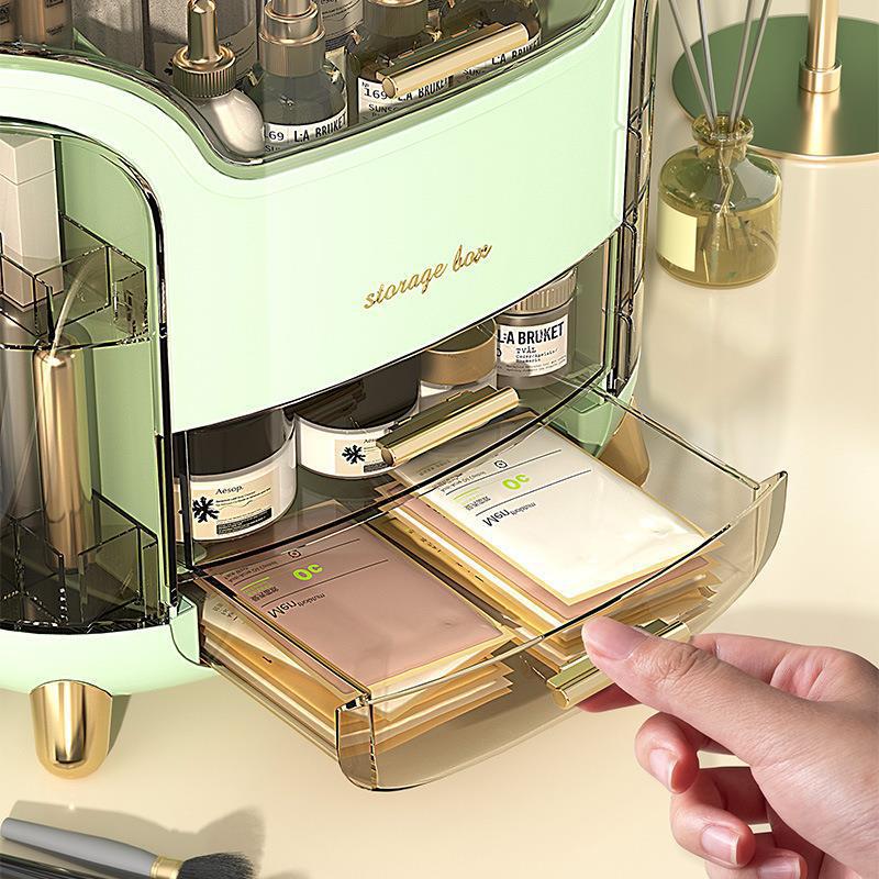 Cosmetic Storage Box Desktop Skin Care Dust-proof Storage Box Household Large Capacity Lipstick Storage Rack With Drawer