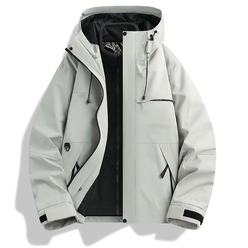 Graphene Outdoor Jacket For Men And Women, Three-in-one Windproof And Waterproof Hiking Hooded Mountaineering Jacket