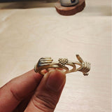 High-quality 18K Real Gold Plating Open Hands Heart Ring Three-in-one Open Hands Heart-shaped Ring