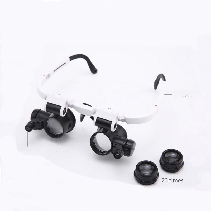 9892H-1 Head-mounted Glasses Magnifying Glass 8 Times 23 Times Clock Maintenance Identification High-definition LED Magnifying Glass