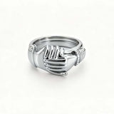 High-quality 18K Real Gold Plating Open Hands Heart Ring Three-in-one Open Hands Heart-shaped Ring