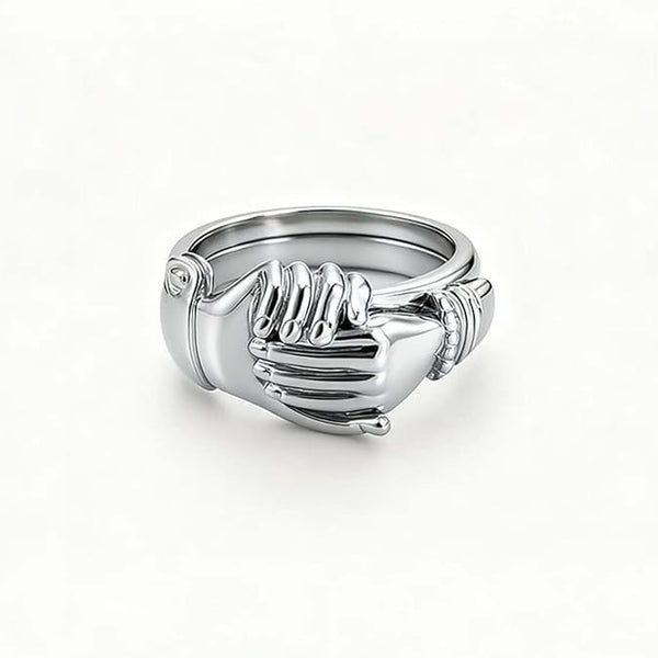 High-quality 18K Real Gold Plating Open Hands Heart Ring Three-in-one Open Hands Heart-shaped Ring