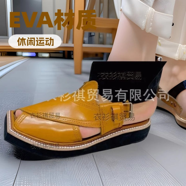 Woven Leather Sandals European And American Large Size Simple Personalized Outdoor Sandals
