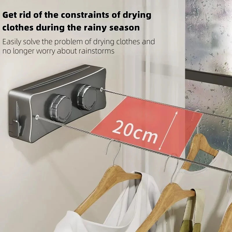 5.1m Retractable Stainless Steel Clothesline Rack