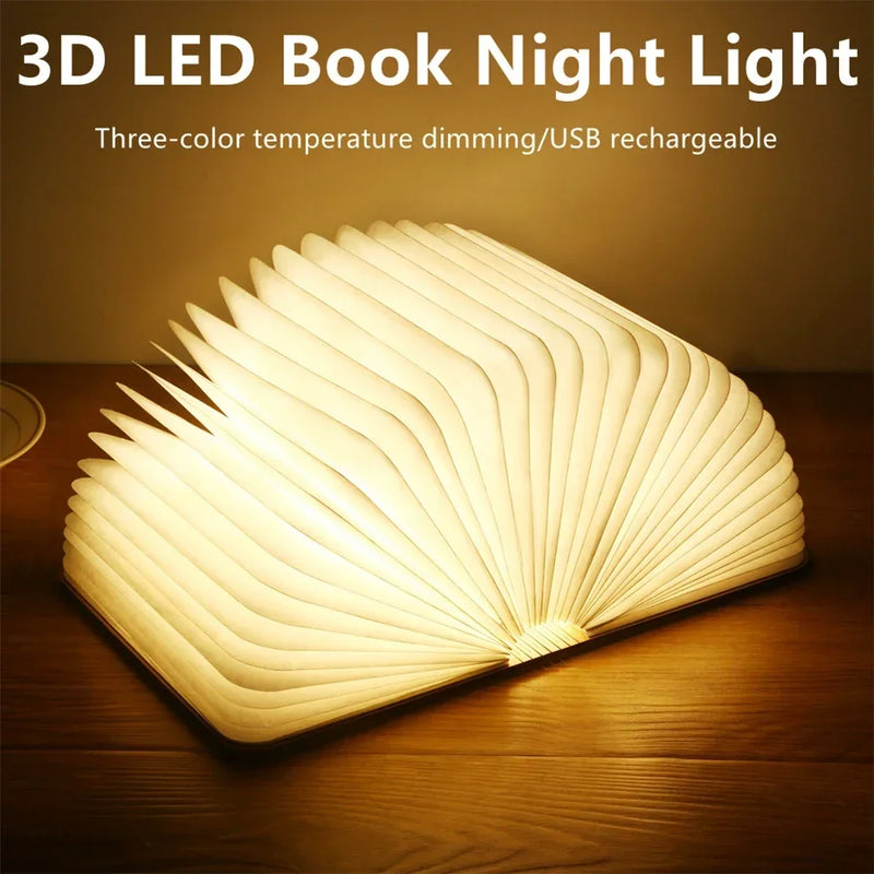 Open the Light 3D LED Book Lamp with 3 Colors