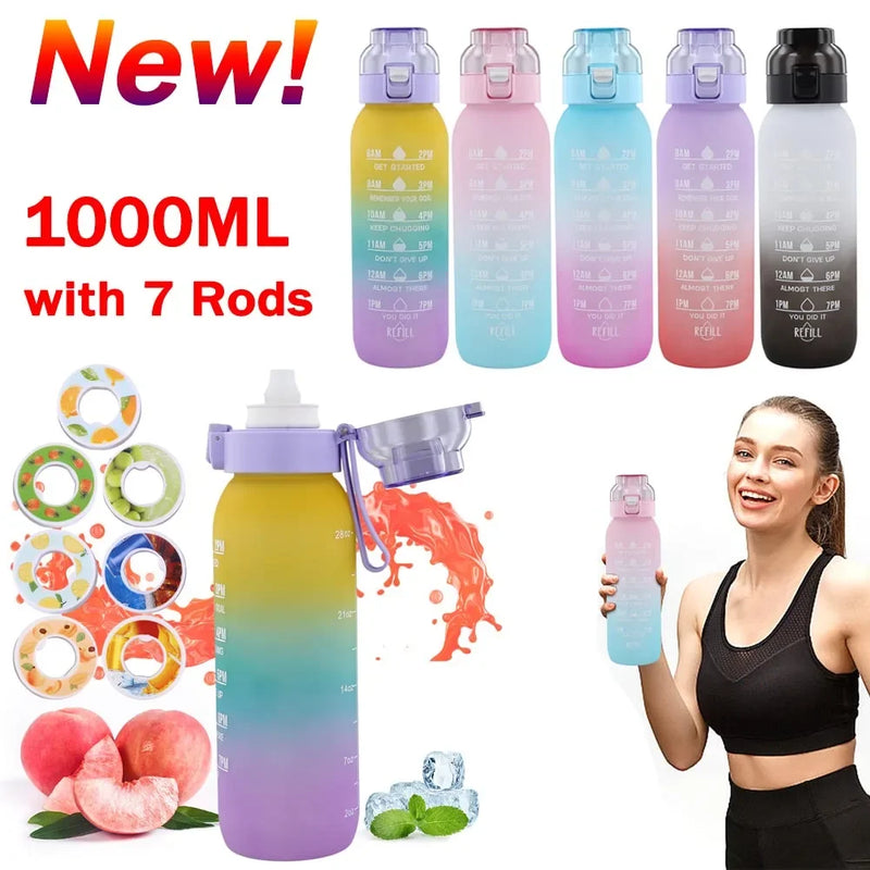 1000ml Air Flavored Sports Water Bottle with 7 Flavor Rods