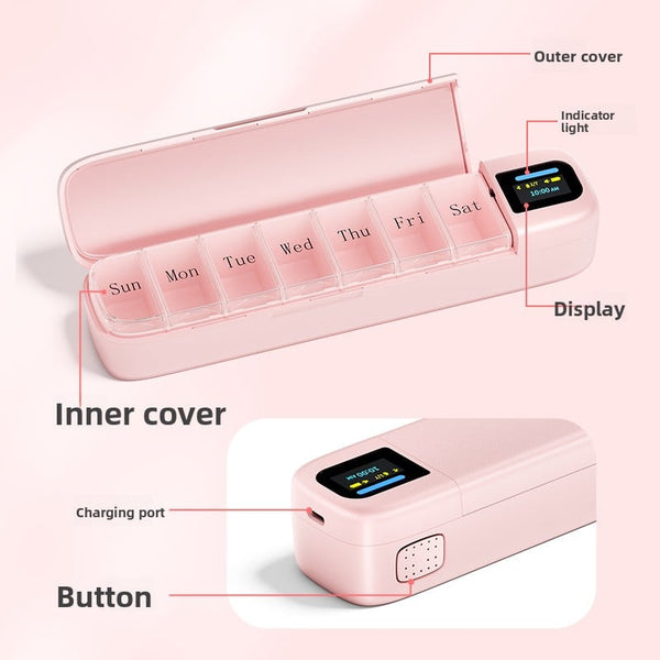 Portable Pill Organizer with Timer Alarm