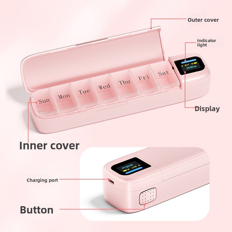 Portable Pill Organizer with Timer Alarm
